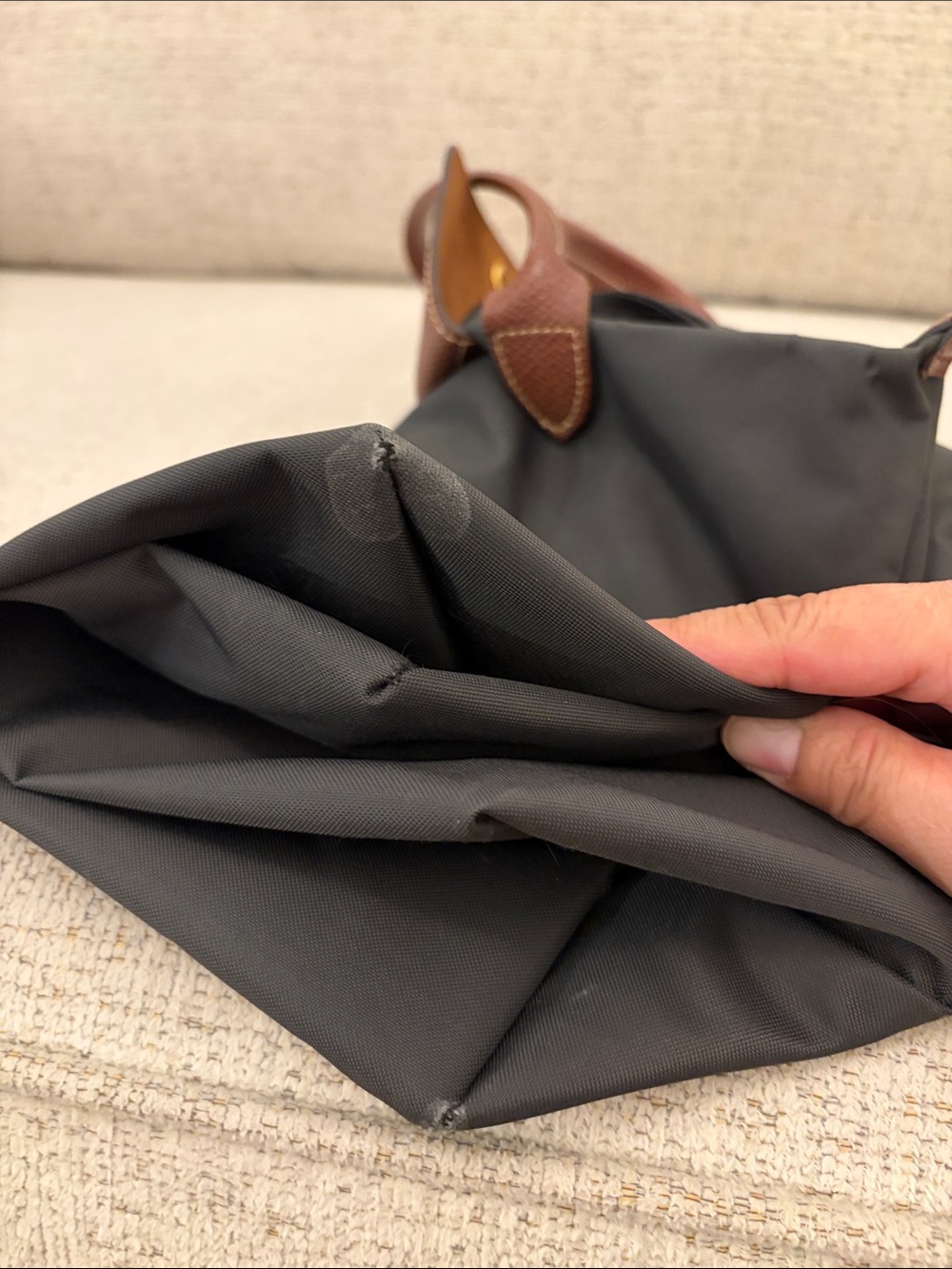 OFFERS WELCOME - Long Handle Gray Longchamp Le Pliage Shoulder Bag - Picture 10 of 14